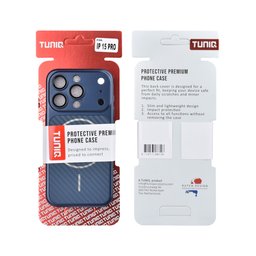 TUNIQ Чохол-накладка для iPhone 15 Pro — Magsafe PC з волокнистим візерунком — колір: синій 3